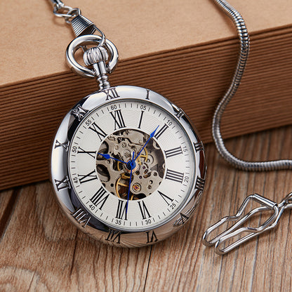 Creative Inside And Outside Roman Literal Snake Chain Automatic Mechanical Pocket Watch Antique Gift Mechanical Pocket Watch Curren