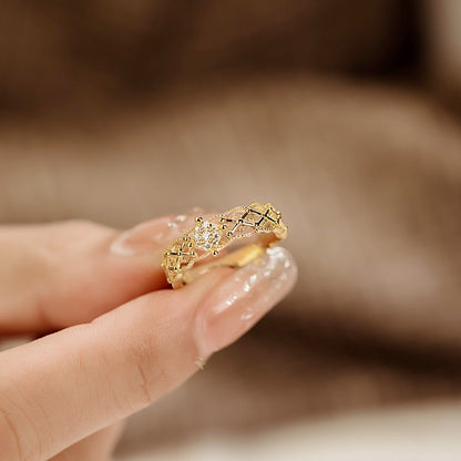 Pure 18K Jinrege Light Luxury Wide Version Fashion Ring Curren