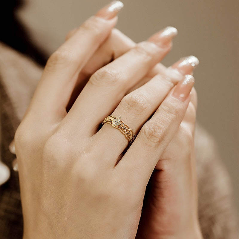 Pure 18K Jinrege Light Luxury Wide Version Fashion Ring Curren