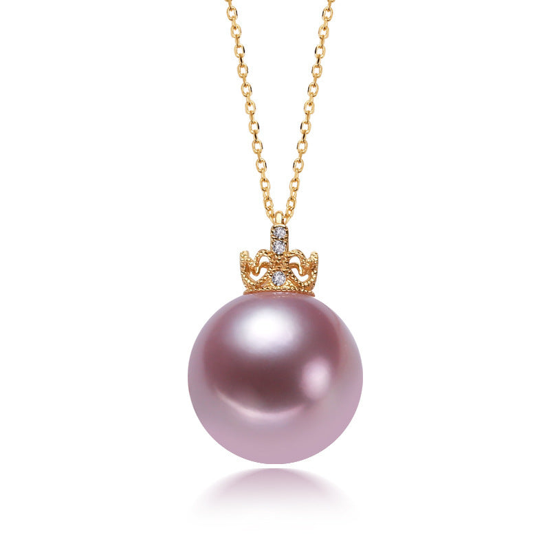 Crown Silver 925 Silver Pendant Pearl Necklace Curren
