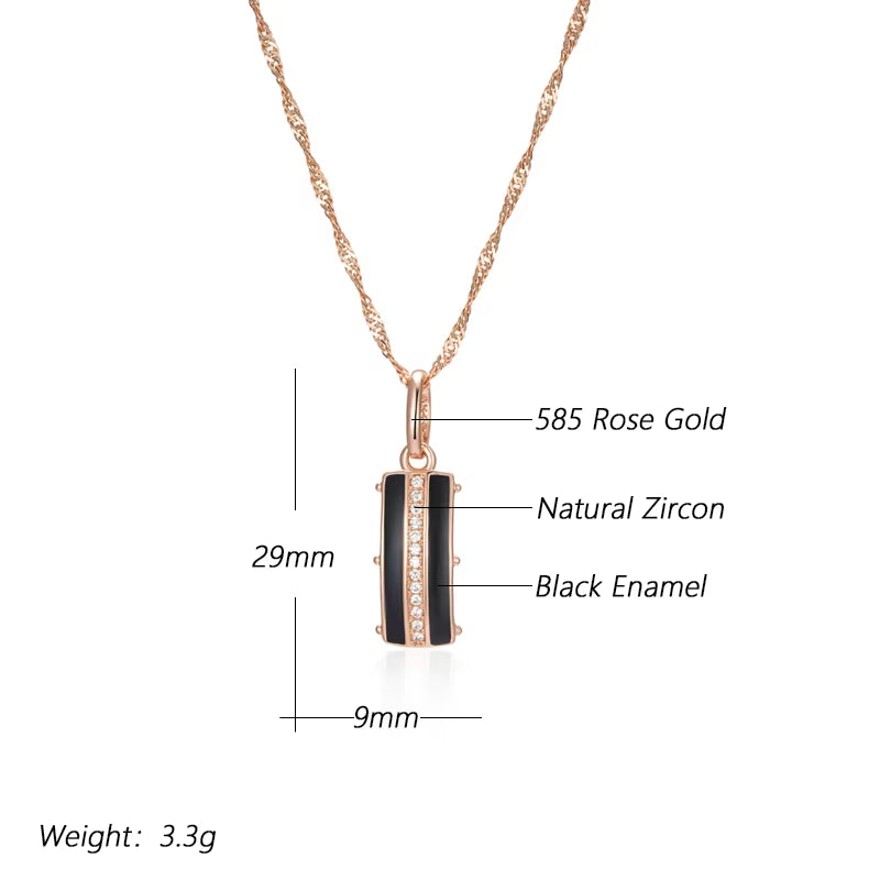 Hot Black Enamel Square Pendant Necklace Women