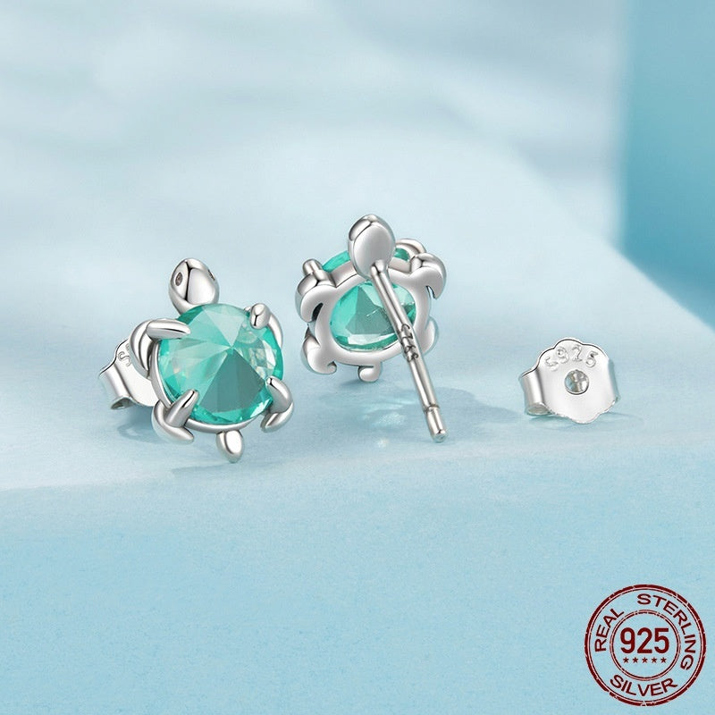 S925 Sterling Silver Turtle Ear Stud And Ring Curren
