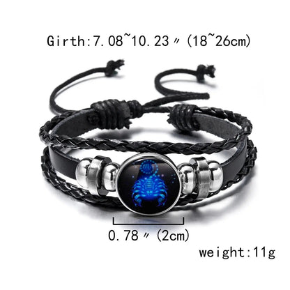 12 Constellation Zodiac Sign Charm Luminous Bracelets Men Women 