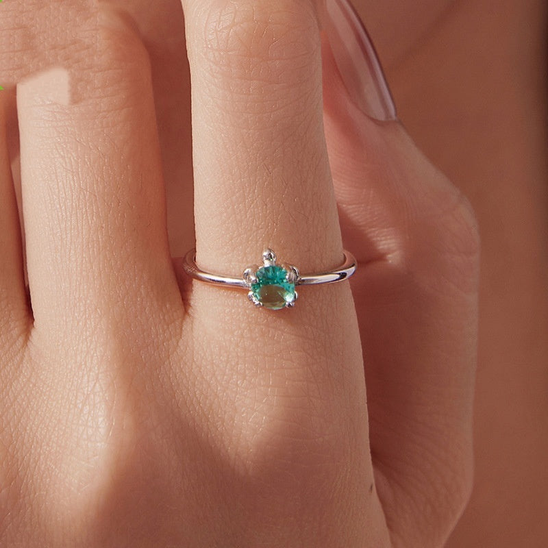 S925 Sterling Silver Turtle Ear Stud And Ring Curren