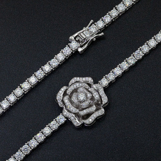 925 Silver Set Moissani Hip-hop Personalized Rose Necklace Curren