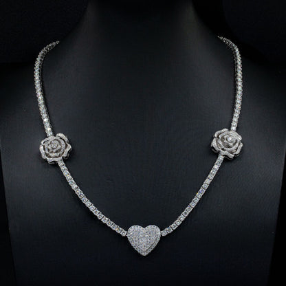 925 Silver Set Moissani Hip-hop Personalized Rose Necklace Curren