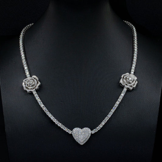 925 Silver Set Moissani Hip-hop Personalized Rose Necklace Curren