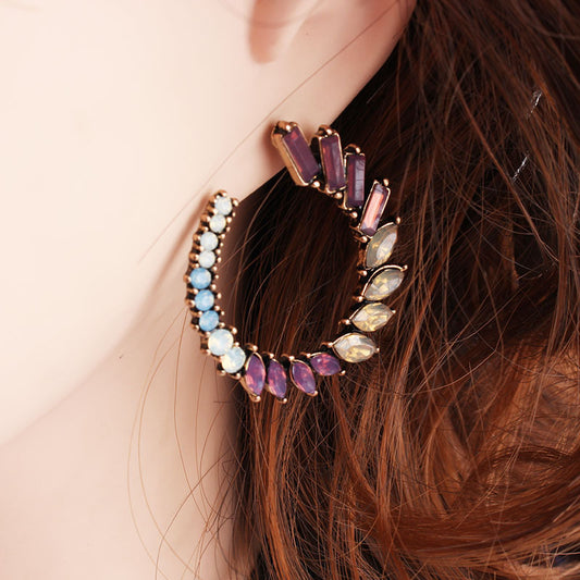 Eco-Alloy Diamond And Pearl Notched Sunflower Earrings Curren