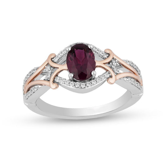 Micro Inlaid Zircon Egg-shaped Amethyst Two-tone Ring Curren