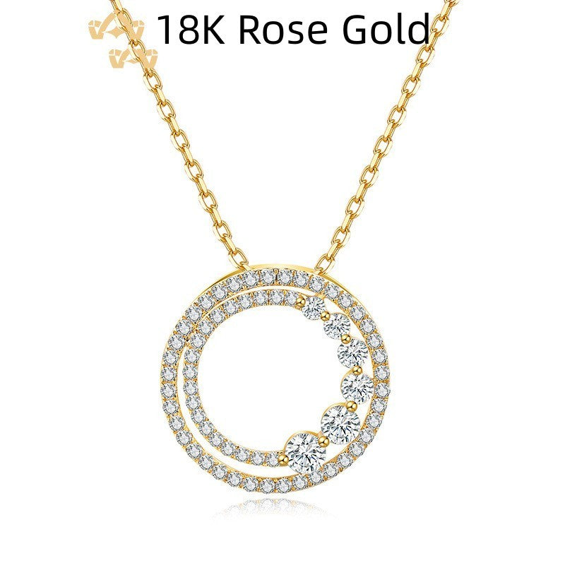 18K Gold Rose Gold Diamond Necklace Round Curren