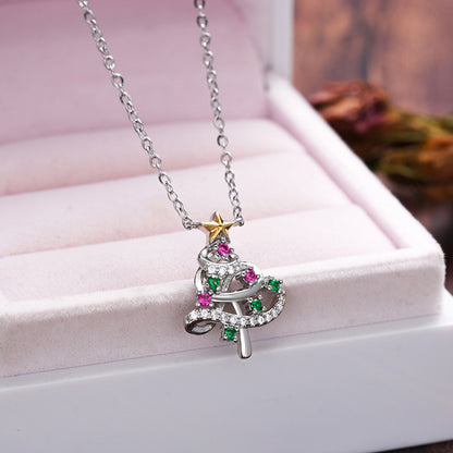 Two-tone Skirt Line Christmas Tree Necklace Curren