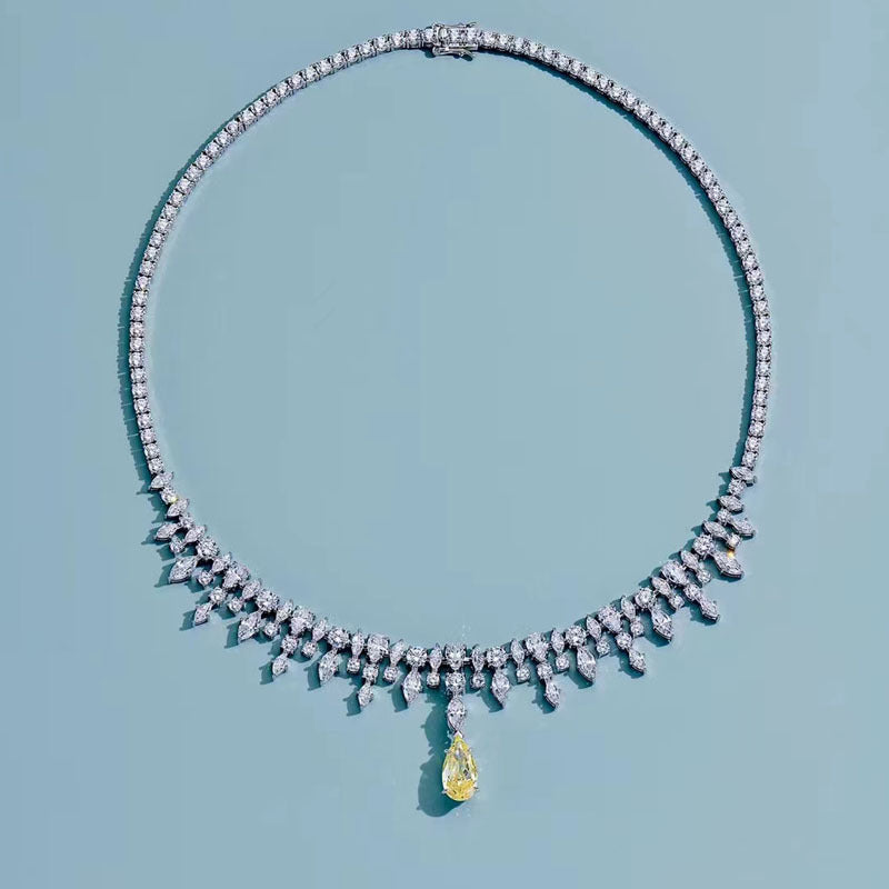 Women's Sterling Silver Diamond Necklace Curren