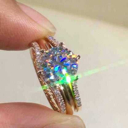 18K Gold Two-in-one Mosonite For Women's Matching Ring Curren