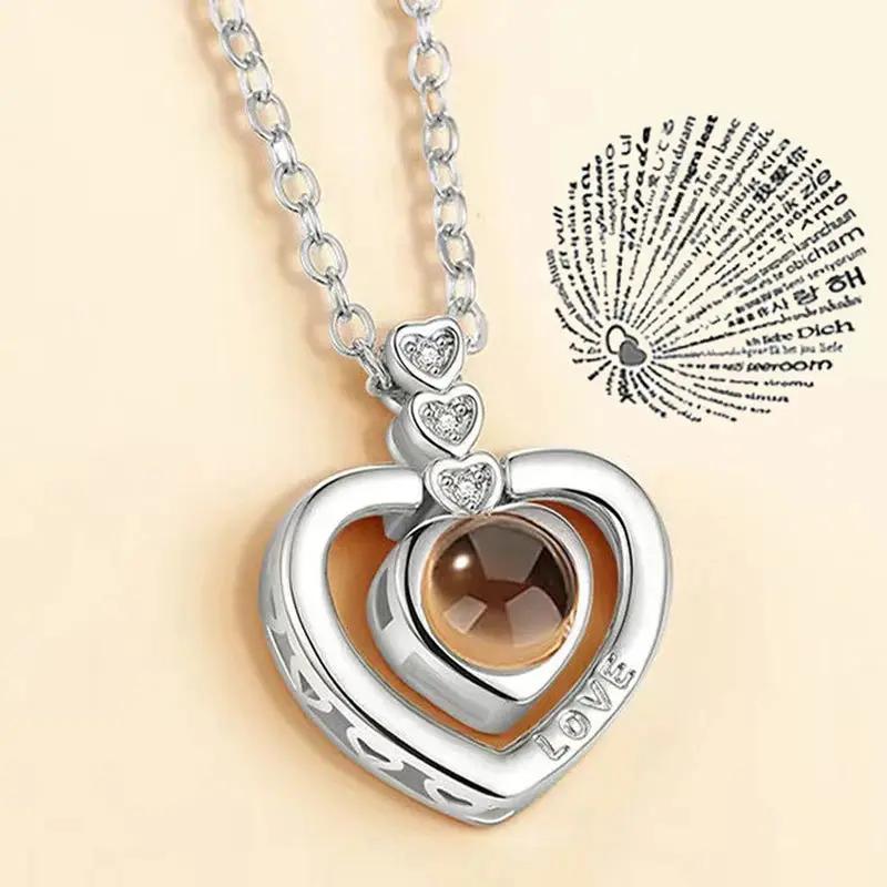 Projection Necklace 100 Languages I Love You Pendant Necklaces