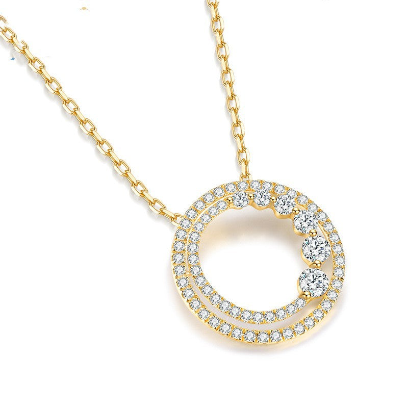18K Gold Rose Gold Diamond Necklace Round Curren