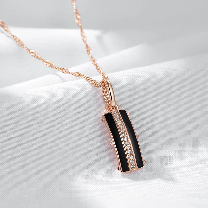 Hot Black Enamel Square Pendant Necklace Women