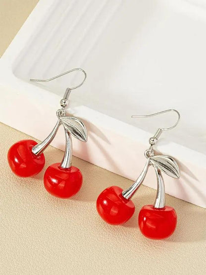 1 Pair Cherry Design Drop Earrings,  Daily Use
