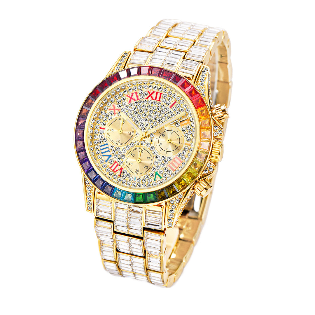 Three Eyes Rainbow Diamond Quartz Watch Curren