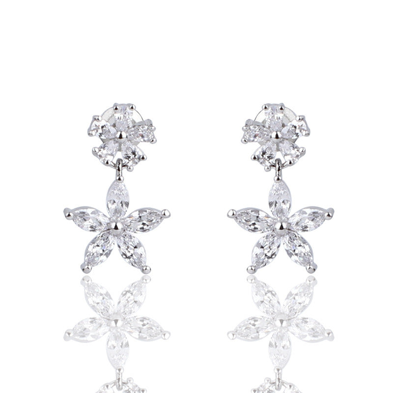 Simple High-end Temperament Petty Cash Earrings Necklace Zirconium Set Curren