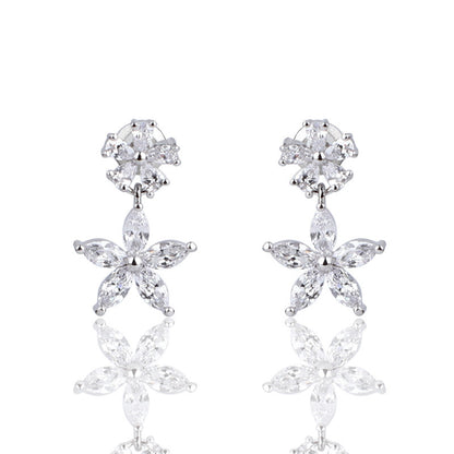 Simple High-end Temperament Petty Cash Earrings Necklace Zirconium Set Curren