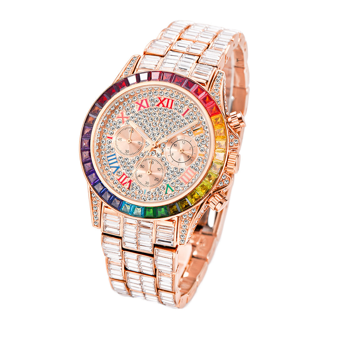 Three Eyes Rainbow Diamond Quartz Watch Curren