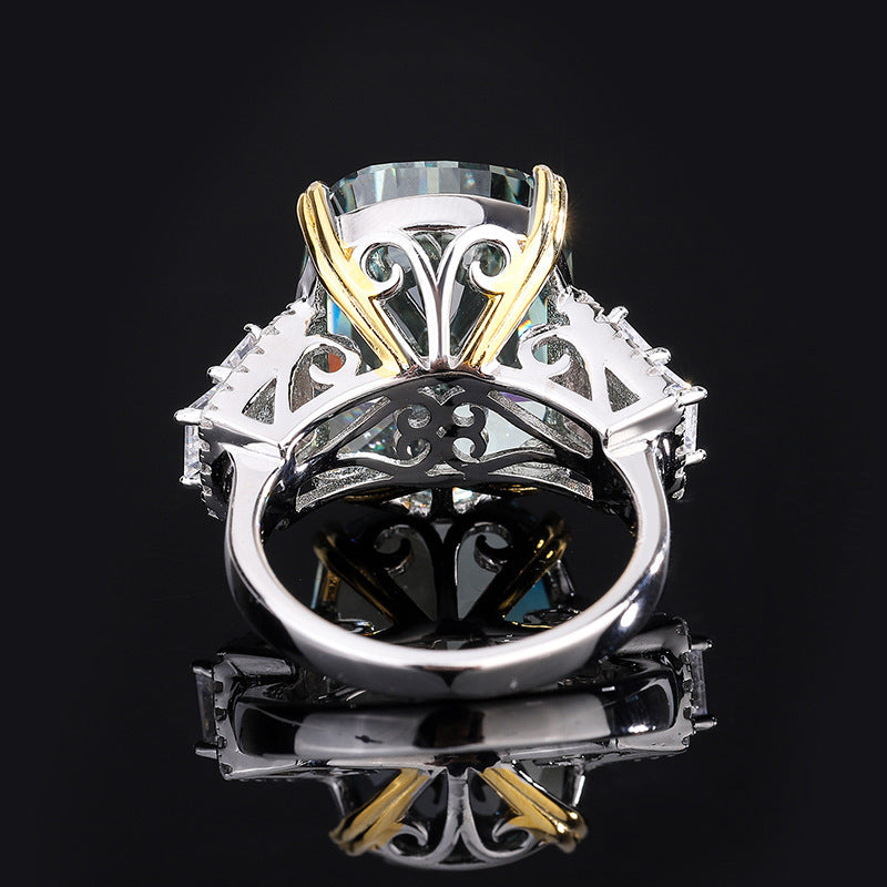 Silver High Carbon Diamond Ice Crushing Cut Fat Ring Curren