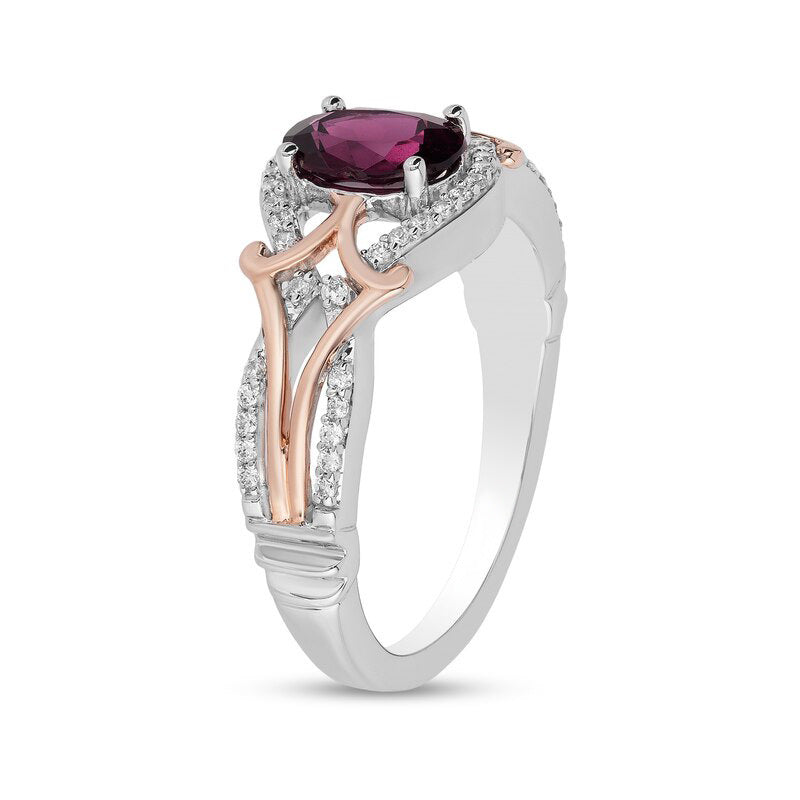 Micro Inlaid Zircon Egg-shaped Amethyst Two-tone Ring Curren