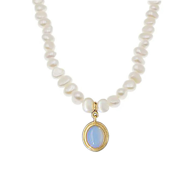 Round Medal Pearl Necklace Irregular Pearl Curren
