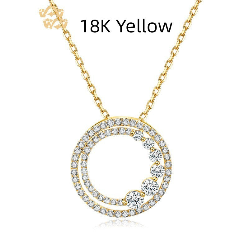 18K Gold Rose Gold Diamond Necklace Round Curren