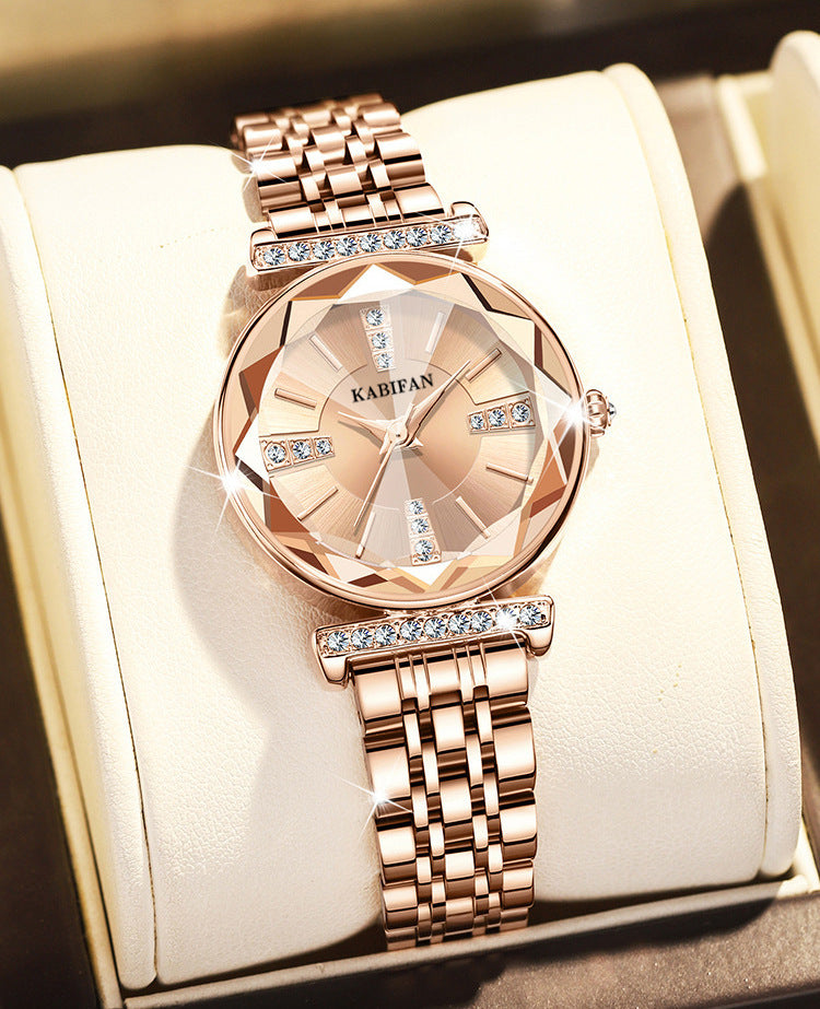 Women's Diamond Mirror Fashion Waterproof Steel Watch Curren