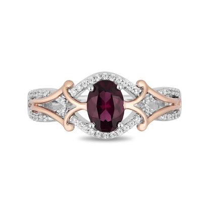 Micro Inlaid Zircon Egg-shaped Amethyst Two-tone Ring Curren