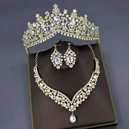 C30 Wedding Forehead Chain Necklace Earrings Set Dubai Jewelery 