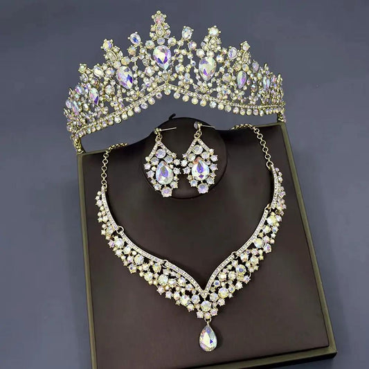 C30 Wedding Forehead Chain Necklace Earrings Set Dubai Jewelery 