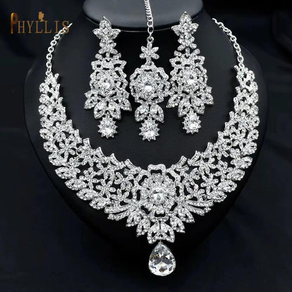 C30 Wedding Forehead Chain Necklace Earrings Set Dubai Jewelery 