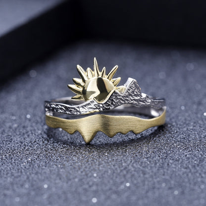 Nature Wind Sun Sunrise Premium Designer Adjustable Ring Curren