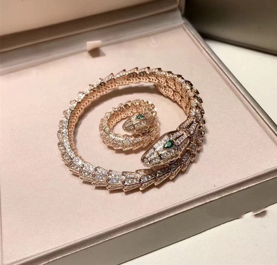 Brass Gold Plated Micro Set Diamond Bracelet Ring Set Curren