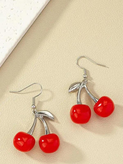 1 Pair Cherry Design Drop Earrings,  Daily Use