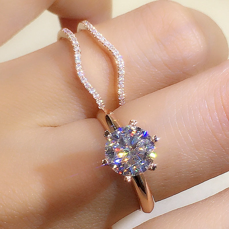 18K Gold Two-in-one Mosonite For Women's Matching Ring Curren