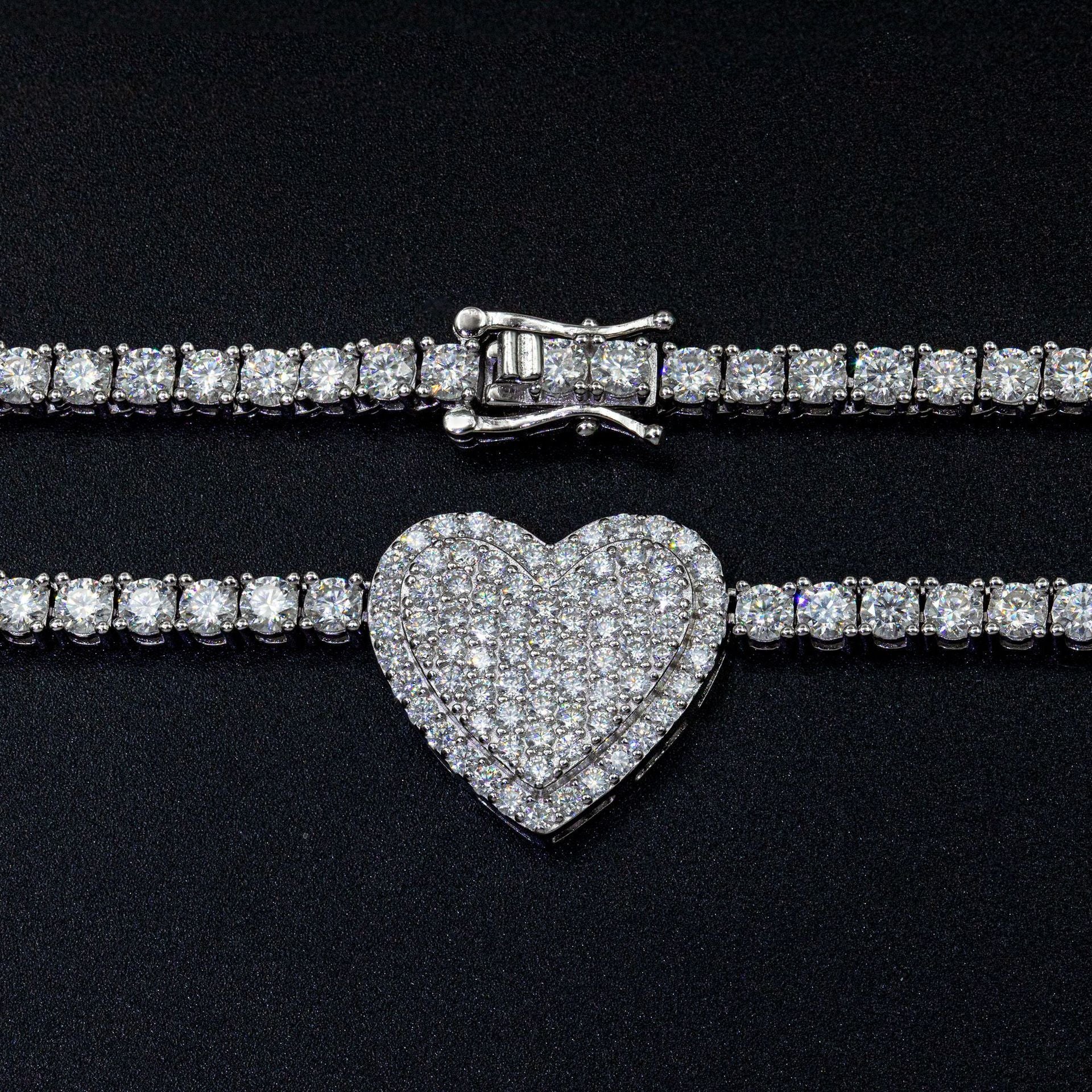 925 Silver Set Moissani Hip-hop Personalized Rose Necklace Curren