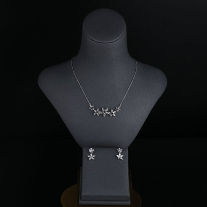 Simple High-end Temperament Petty Cash Earrings Necklace Zirconium Set Curren