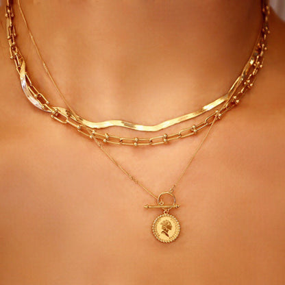 Gold Retro Round Brand Pure Jewelry Necklace Curren