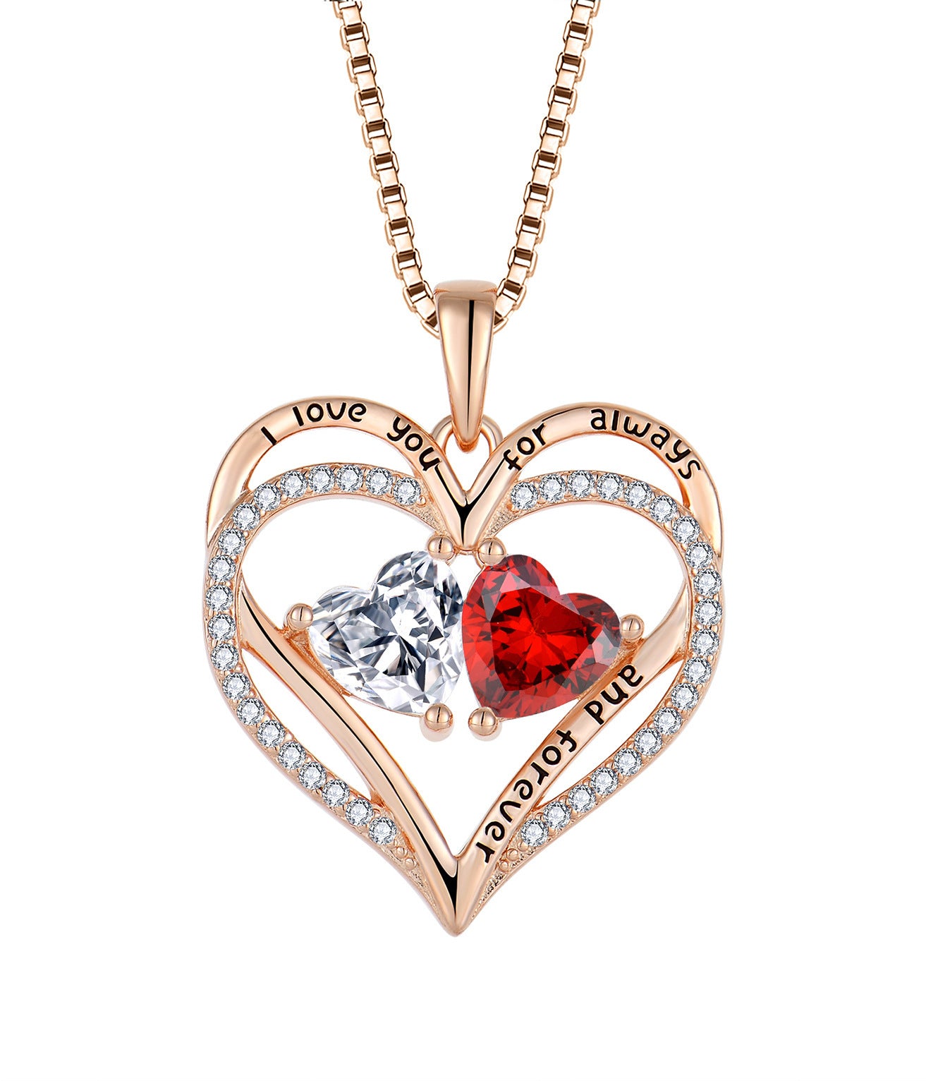 S925 Silver Double Love Necklace With Rhinestones Fashion Personality Heart-shaped Necklace Curren