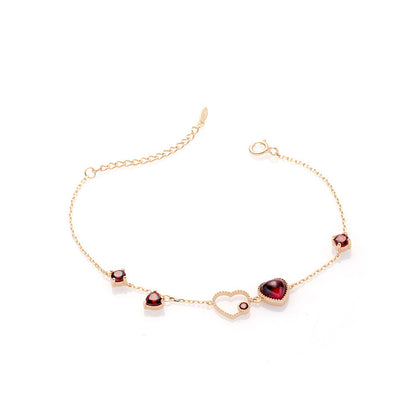 Ladies New Red Pomegranate Heart Bracelet Curren