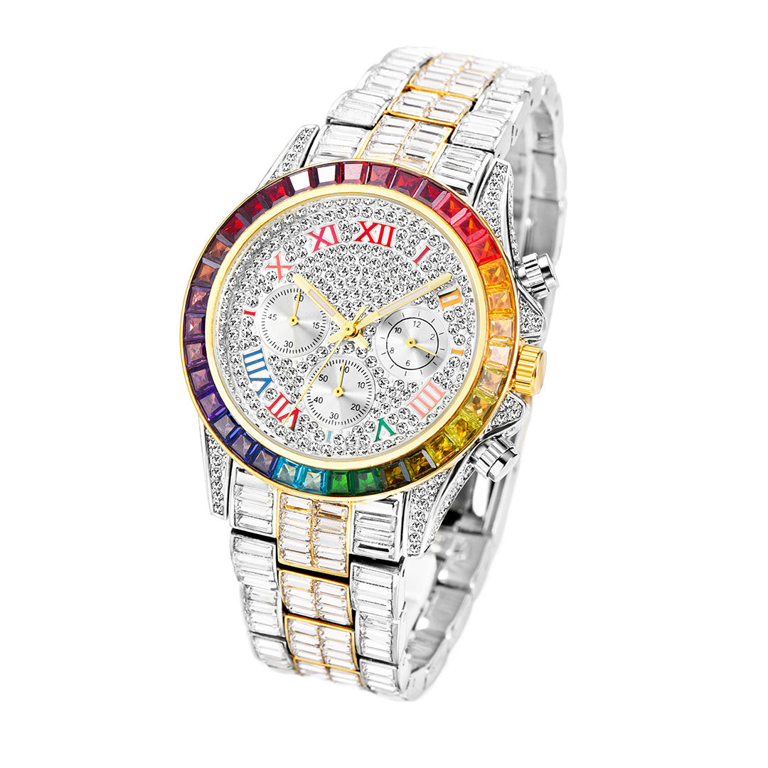 Three Eyes Rainbow Diamond Quartz Watch Curren