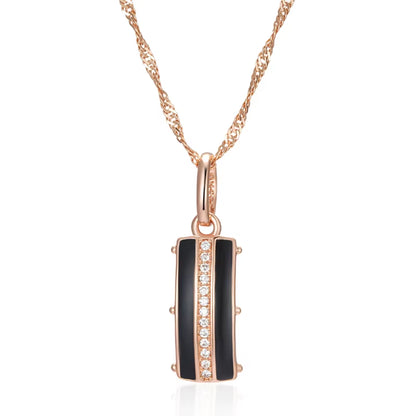 Hot Black Enamel Square Pendant Necklace Women