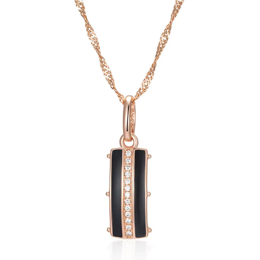 Hot Black Enamel Square Pendant Necklace Women