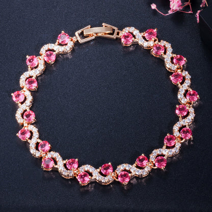 Eco-friendly Copper Plating Gold Zircon Exquisite Bracelet Curren