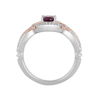 Micro Inlaid Zircon Egg-shaped Amethyst Two-tone Ring Curren