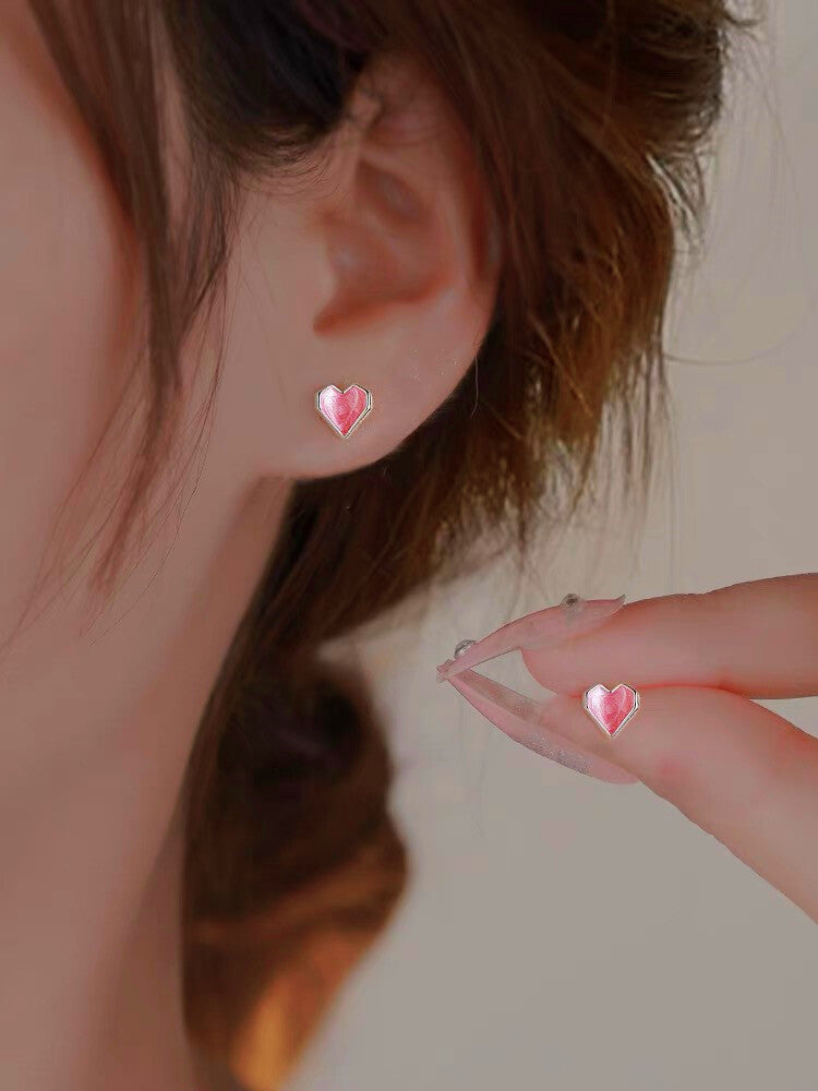Cute Heart Stud Earrings Women Girls 